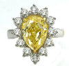 LARGE 3.76CT WHITE & FANCY YELLOW DIAMOND 18KT 2 TONE GOLD 3D ENGAGEMENT RING