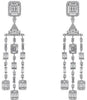 2.33CT DIAMOND 14KT WHITE GOLD 3D ROUND AND BAGUETTE CHANDELIER HANGING EARRINGS