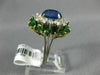 ANTIQUE LARGE 6.3CT DIAMOND AAA SAPPHIRE & EMERALD PLATINUM 18K YELLOW GOLD RING