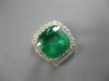LARGE 6.54CT DIAMOND & AAA EMERALD 18KT 2 TONE GOLD CLASSIC HALO ENGAGEMENT RING