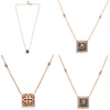 .78CT WHITE MOCHA & ORANGE DIAMOND 14KT GOLD 3D CUSHION & ROUND SQUARE NECKLACE