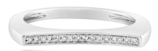 ESTATE .05CT DIAMOND 14KT WHITE GOLD 3D CLASSC ROUND CONCAVE BAR RING