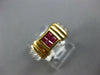 ESTATE .45CT AAA RUBY 18KT TWO TONE GOLD 3D PRINCESS INVISIBLE SQUARE ROPE RING