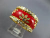 WIDE 1.46CT DIAMOND & RED ENAMEL 18KT YELLOW GOLD MULTI FLOWER ETERNITY FUN RING