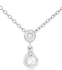 ESTATE .11CT DIAMOND 14KT WHITE GOLD 3D ROUND TEAR DROP FUN FLOATING PENDANT