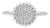 ESTATE .25CT DIAMOND 14KT WHITE GOLD ROUND PAVE SUNBURST FLOWER MULTI BEAD RING