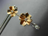 ESTATE .27CT DIAMOND 18KT WHITE & ROSE GOLD 3D FLOWER SOLITAIRE HANGING EARRINGS