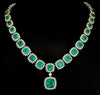 EXTRA LARGE 63.32CT DIAMOND & AAA EMERALD 18KT2 TONE GOLD OVAL & ROUND NECKLACE