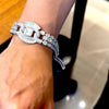EXTRA LARGE 15.59CT DIAMOND 18K WHITE GOLD ROUND & BAGUETTE CUFF TENNIS BRACELET