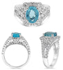 WIDE 3.03CT DIAMOND & AAA PARAIBA TOURMALINE 14KT WHITE GOLD OVAL & ROUND RING