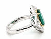 LARGE 4.02CT DIAMOND & AAA EMERALD 18KT 2 TONE GOLD OVAL & ROUND ENGAGEMENT RING