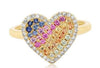 .61CT DIAMOND & AAA MULTI COLOR SAPPHIRE 14KT YELLOW GOLD PAVE RAINBOW FUN RING