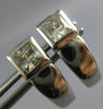 ESTATE 2.20CT CZ 14KT WHITE GOLD 3D CLASSIC SQUARE SOLITAIRE HANGING EARRINGS