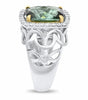 LARGE 5.30CT DIAMOND & AAA TOURMALINE 18K 2 TONE GOLD 3D CUSHION ENGAGEMENT RING