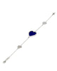 5.51CT DIAMOND & AAA LAPIS 18KT WHITE GOLD 3D TRIPLE HEART BY THE YARD BRACELET