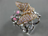 ESTATE LARGE .58CT WHITE & PINK DIAMOND 18KT WHITE & ROSE GOLD 3D BUTTERFLY RING