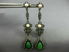 ANTIQUE LARGE .52CT DIAMOND AAA PEARL & JADE 18K GOLD & 925 SILVER DROP EARRINGS