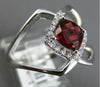 WIDE 1.37CT DIAMOND & AAA GARNET 14KT WHITE GOLD CUSHION & ROUND LOVE KNOT RING