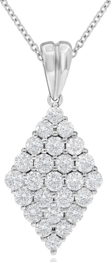 1.70CT DIAMOND 18KT WHITE GOLD 3D GEOMETRICAL CLASSIC INVISIBLE FLOATING PENDANT