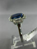 ESTATE LARGE 6.72CT DIAMOND & AAA SAPPHIRE PLATINUM CUSHION HALO ENGAGEMENT RING