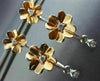 ESTATE .27CT DIAMOND 18KT WHITE & ROSE GOLD 3D FLOWER SOLITAIRE HANGING EARRINGS