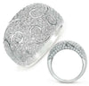 LARGE 1.92CT DIAMOND 14K WHITE GOLD 3D PAVE FILIGREE DOME SHAPE ANNIVERSARY RING