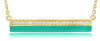 ESTATE .09CT DIAMOND & GREEN ENAMEL 14KT YELLOW GOLD 3D CLASSIC BAR FUN NECKLACE