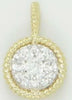 ESTATE .25CT DIAMOND 14KT YELLOW GOLD 3D ROUND CLASSIC CLUSTER FLOATING PENDANT