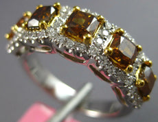 2.43CT WHITE & INTENSE FANCY ORANGE DIAMOND 18KT 2 TONE GOLD 3D ANNIVERSARY RING