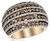 LARGE 2.40CT WHITE & MOCHA DIAMOND 14KT ROSE GOLD 3D MULTI ROW ANNIVERSARY RING