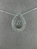 ESTATE .12CT DIAMOND 14K WHITE GOLD 3D CLUSTER TEAR DROP DANCING DIAMOND PENDANT