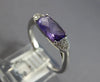 1.04CT DIAMOND & AAA AMETHYST 14KT WHITE GOLD 3D CUSHION & ROUND SEMI MOON RING