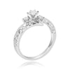 .37CT DIAMOND 14K WHITE GOLD ROUND 3 STONE CRISS CROSS FILIGREE ENGAGEMENT RING