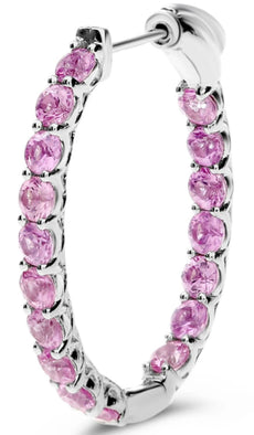 2.80CT AAA PINK SAPPHIRE 14KT WHITE GOLD CLASSIC LUCIDA INSIDE OUT HOOP EARRINGS