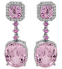 LARGE 50.65CT DIAMOND & AAA PINK SAPPHIRE & KUNZITE 18KT WHITE GOLD FUN EARRINGS
