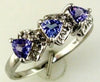 ESTATE .83CT DIAMOND & AAA TANZANITE 14KT WHITE GOLD ROUND & TRILLION LOVE RING
