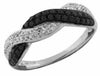 ESTATE .55CT WHITE & BLACK DIAMOND 14KT WHITE GOLD MULTI ROW INFINITY LOVE RING