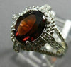 ESTATE WIDE 2.81CT DIAMOND & EXTRA FACET AAA GARNET 14K WHITE GOLD FILIGREE RING