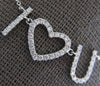 ESTATE .34CT DIAMOND 14KT WHITE GOLD 3D CLASSIC I LOVE YOU HEART LOVE NECKLACE