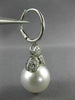 ESTATE LARGE .70CT DIAMOND & AAA SOUTH SEA PEARL 18K WHITE GOLD HANGING EARRINGS