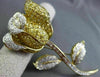 ANTIQUE LARGE 9.35CT DIAMONDS & TOPAZ 18KT TWO TONE GOLD FLOWER PIN BROOCH 21852