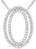 ESTATE .80CT DIAMOND 14KT WHITE GOLD 3D CLASSIC DOUBLE OVAL OPEN LOVE NECKLACE