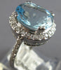 LARGE 3.91CT DIAMOND & AAA AQUAMARINE 14KT WHITE GOLD 3D HALO ENGAGEMENT RING