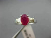ESTATE .70CT DIAMOND & AAA RUBY 14KT WHITE GOLD 3D OVAL BAGUETTE ENGAGEMENT RING