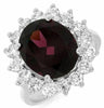 ESTATE LARGE 6.75CT DIAMOND & AAA RHODOLITE 14KT WHITE GOLD 3D OVAL HALO RING