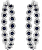 1.92CT DIAMOND & AAA SAPPHIRE 14KT WHITE GOLD MULTI FLOWER HOOP HANGING EARRINGS