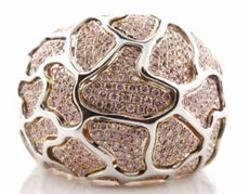 ESTATE 1.45CT DIAMOND 18KT ROSE & WHITE GOLD MULTI ROW MULTI SHAPE PAVE FUN RING