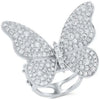 ESTATE EXTRA LARGE 3.24CT DIAMOND 18KT WHITE GOLD 3D BUTTERFLY LOVE RING