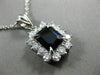 ESTATE LARGE 5.26CT DIAMOND & SAPPHIRE 18KT WHITE GOLD HALO RECTANGULAR PENDANT