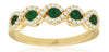 ESTATE .45CT DIAMOND & AAA EMERALD 14K YELLOW GOLD 3D INFINITY 5 STONE LOVE RING
